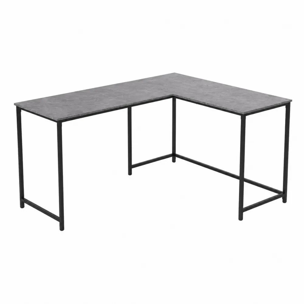 L-förmiger Eckschreibtisch Grau Metall MDF 120x140x75 cm