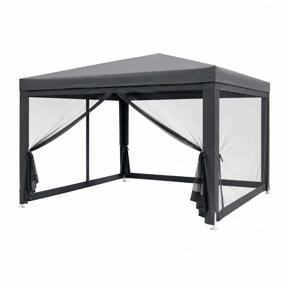 Gartenpavillon 3x3 m Stahlrahmen mit Polyesterdach Grau