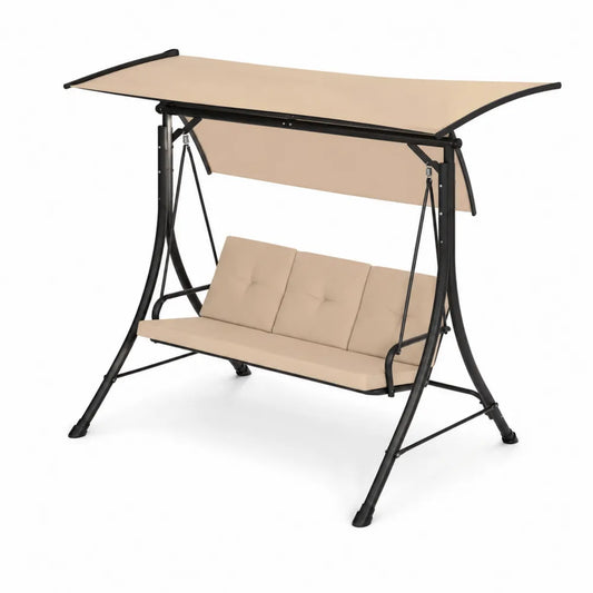 Gartenschaukel mit Verstellbarem Sonnendach Beige Stahl