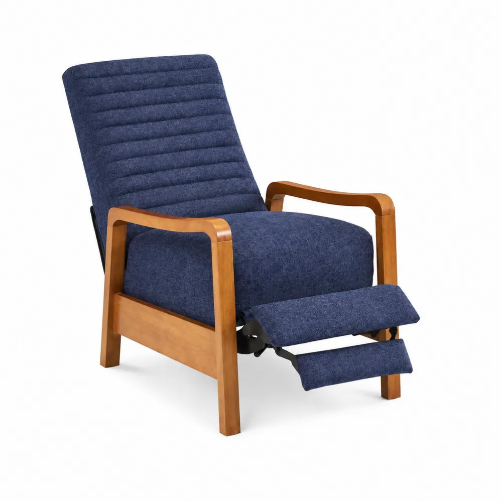 Relaxsessel aus Kiefernholz mit Polyesterbezug in Blau