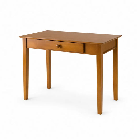 Holz Schreibtisch aus Massivem Kiefernholz mit Schublade, Braun, 110x55x75 cm